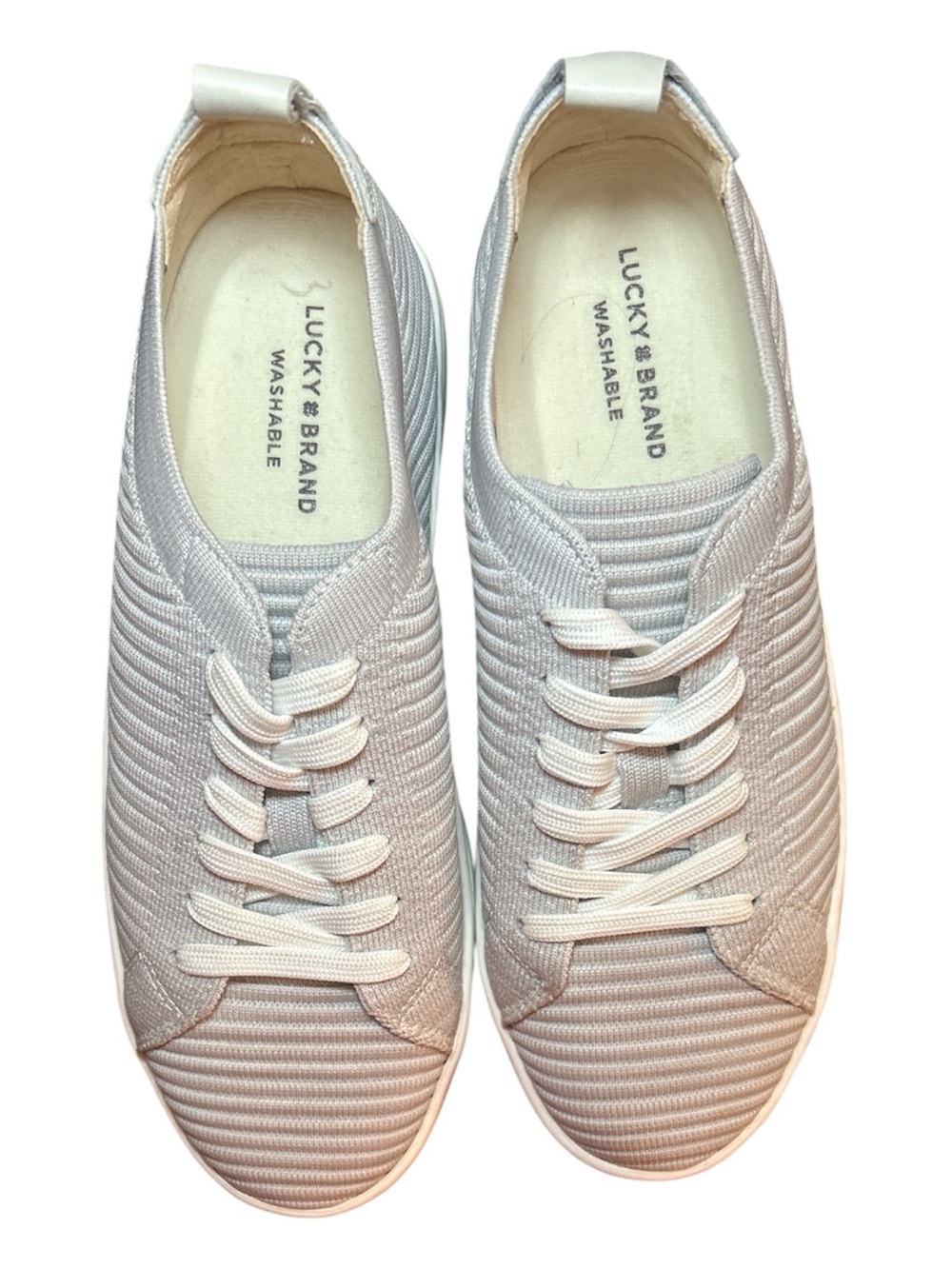 Lucky Brand Women’s Knit Slip-On Sneakers in Light Beige‎